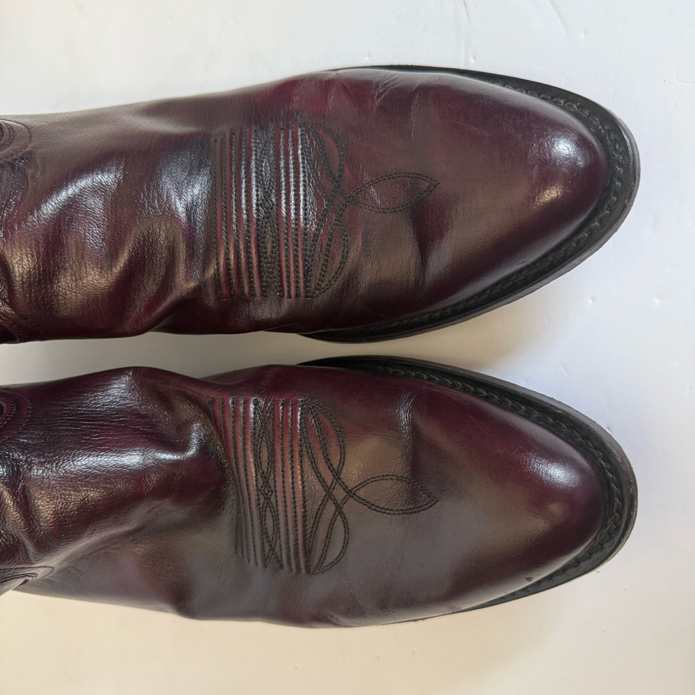 Dan Post DP 2112R Men’s 15D Black Cherry Burgundy Leather Cowboy Boots - Picture 8 of 9